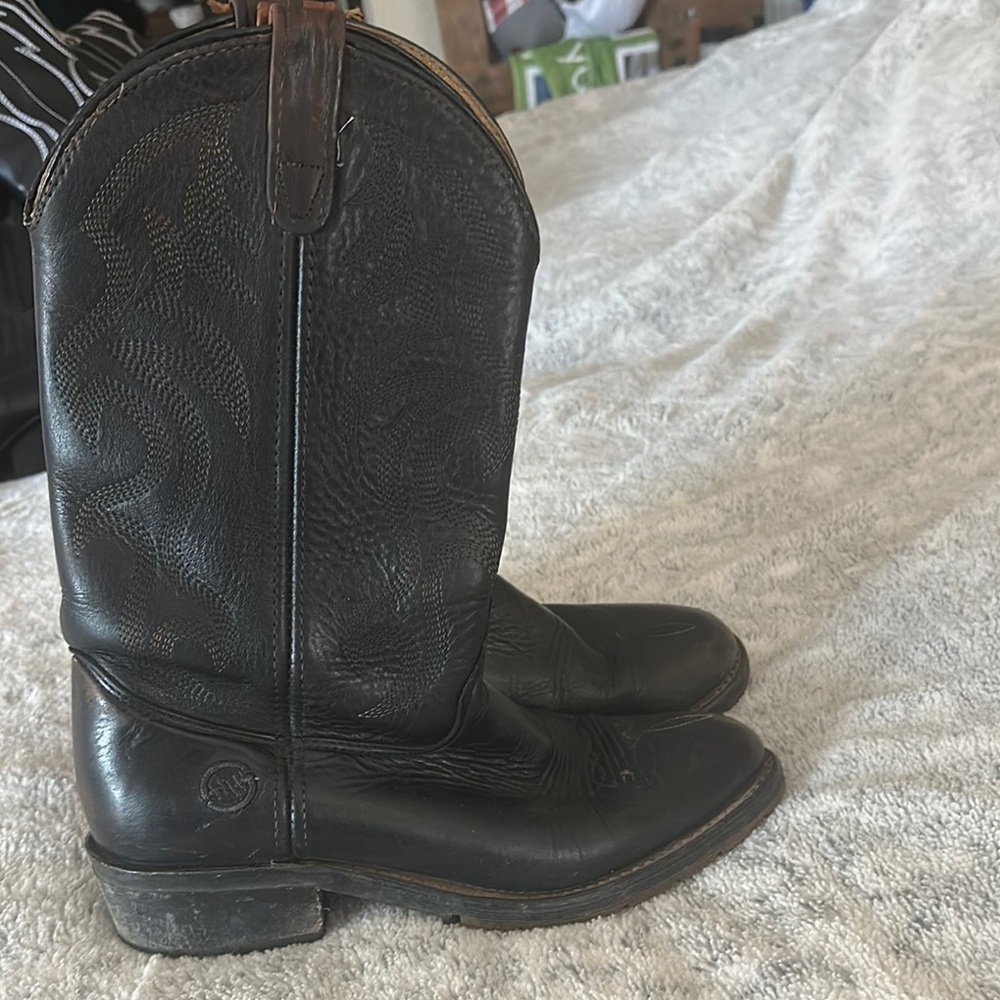 Double H Black Leather Western Boots